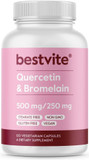 Bestvite Quercetin With Bromelain 500Mg/250Mg (120 Vegetarian Capsules) - No Stearates - No Silicon Dioxide - Vegan - Non Gmo - Gluten Free