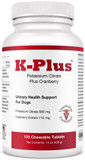 K-Plus Potassium Citrate Plus Cranberry Supplement for Dogs - UTI Remedy Chewable Tablets - Supports Bladder Health - For Every Dog Breed (100 Tabs)