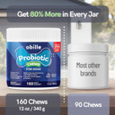 Obille Probiotics For Dogs 160 Chews 12 Oz  Supports Gut & Digestion Health, Immune System, Upset Stomach & Gas, Metabolism, Constipation, Diarrhea & Loose Stool, Itchy Skin And Ears & Allergies
