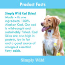 Simply Wild Cod Skins Alaskan Cod Fish Training Treats For Dogs - Wild Salmon - Hand-Rolled Dehydrated Fish, All Natural Human Grade Skins - Low Fat Fished In Usa (6.6 Oz)