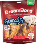 Dreambone Spirals Variety Pack, No-Rawhide Chews For Dogs, 18 Spiral Chews