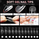 Makartt Nail Tips And Glue Gel Kit, Solid Nail Glue Gel 15Ml With 500Pcs Almond Medium Pre-Buffed Soft Gel Nails Tips Full Cover & Portable Mini Nail Lamp And Nail Gel Base Coat Nail Art Diy Manicure