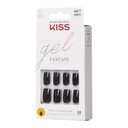 Kiss Gel Fantasy Press On Nails, Nail Glue Included, Aim High', Black, Short Size, Squoval Shape, Includes 28 Nails, 2G Glue, 1 Manicure Stick, 1 Mini File, 1 Adhesive Tabaim High