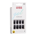 Kiss Gel Fantasy Press On Nails, Nail Glue Included, Aim High', Black, Short Size, Squoval Shape, Includes 28 Nails, 2G Glue, 1 Manicure Stick, 1 Mini File, 1 Adhesive Tabaim High