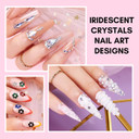 Makartt Nail Rhinestone Glue Kit, 8Ml Gel Nail Glue With Brush Precise Pen Tip With Mixed Color Rhinestones Pearls Diamond Beads Shine Iridescent Crystals Christmas Decor For Nail Art Diy At Home