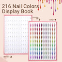 Segbeauty 216 Nail Colors Display Book, Nail Polish Organizer Colors Chart With 240 False Nail Tips, Professional Nails Sample Card Nail Supplies Tool Nail Swatch Stick For Diy Nail Painting Practice216 Colors Nail Display Chart-Pink