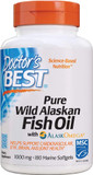 Doctor's Best Pure Wild Alaskan Fish Oil with AlaskOmega, Heart, Brain, Mental Wellbeing, Eyes, Non-GMO, Gluten Free, 180 Marine Softgels