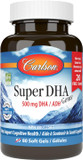 Carlson - Super Dha Gems, 500 Mg Dha Supplements, 640 Mg Fatty Acids, Wild-Caught Norwegian Arctic Fish Oil Concentrate, Sustainably Sourced Nordic Fish Oil Capsules, 60+20 Softgels