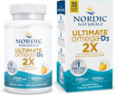 Nordic Naturals Ultimate Omega 2X With Vitamin D3, Lemon Flavor - 60 Soft Gels - 2150 Mg Omega-3 + 1000 Iu D3 - Omega-3 Fish Oil - Epa & Dha - Brain, Heart, Joint, & Immune Health - 30 Servings
