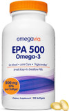 Omegavia Epa 500 Omega-3 Fish Oil, 120 Capsules, 500 Mg Epa/Pill, High-Purity Epa Formula (Triglyceride Form), Ifos 5-Star Certified, W/Fish Gelatin Capsule, Gluten-Free, Non-Gmo