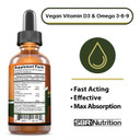 Sbr Nutrition Plant-Based Vitamin D3 And Omega 3-6-9 Liquid Dietary Supplement With Ahiflower Oil, Bone, Immune, Inflammation Support, Natural Orange Citrus Flavor, 2Oz (60Ml), 30 Servings
