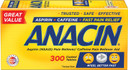 Anacin Fast Pain Relief, Aspirin + Caffeine Pain Reliever, 300 Coated Tablets