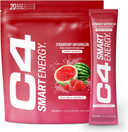 C4 Smart Energy Powder Stick Packs - Sugar Free Performance Fuel & Nootropic Brain Booster, Coffee Substitute Or Alternative | Strawberry Watermelon - 20 Count20 Servings (Pack Of 1)