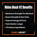 Rhino Blackã¢Â® Pre Workout V2 - Preworkout Powder Supplement For Men & Women - 460 Grams (Black Cherry Lemonade, 20 Servings)