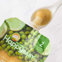 Happy Baby Organics Stage 2 Baby Food Pouches, Gluten Free, Vegan & Healthy Snack, Clearly Crafted Fruit & Veggie Puree, Pears, Zucchini & Peas, 4 Ounces (Pack Of 16)
