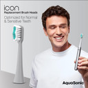 Aquasonic Icon Replacement Brush Heads | Compatible With Aquasonic Icon Toothbrush | 2 Brush Heads | For Normal & Sensitive Teeth (Stone)Stone