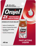 Orajel 2X Medicated Toothache & Mouth Sores Liquid, 0.45 Fl Oz