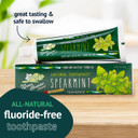 Green Beaver All Natural Organic Toothpaste, Vegan, Fluoride Free & Gluten Free Toothpaste, Spearmint Flavor, 75ml, 3 Pack