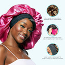 Kiss Colors & Care Glitter Bonnet Xl, Pink Pearl, Gentle Silky Fabric With Elastic Band For Most Hair Types - Hypoallergenic, Overnight Wear Stylish Sleep Cap, Slip-Free, Breathable