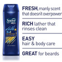 Suave Men 3In1 For Everyday Use Hair, Body And Face Wash Fragrance Bodywash, Shower Gel And Shampoo For Men 15 Fl Oz (Pack Of 6)