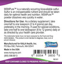 Kala Health Msmpure Msm - 8.8 Oz Coarse Powder Flakes, 99.9% Pure Distilled Organic Sulfur Crystals For Joint Health, Skin & Hair, Made In The Usaunflavored