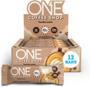 One Coffee Shop Protein Bars + Caffeine, Vanilla Latte, Gluten Free With 20G Protein And Only1G Sugar, Guilt-Free Snacking For High Protein Diets, 2.12 Oz (12 Count)