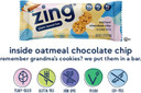 Zing Plant Based Protein Bar, Oatmeal Chocolate Chip Nutrition Bar, 10G Protein And 5G Fiber, Vegan, Gluten Free, Soy Free, Non Gmo, 12 Count