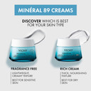 Vichy Mineral 89 Cream, 72H Moisture Boosting Cream | Hydrating Face Moisturizer With Hyaluronic Acid & Niacinamide | Daily Face Cream | Available In 2 Formulas | Suitable For All Skin Types