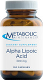 Metabolic Maintenance Alpha Lipoic Acid - 300 Milligrams Ala, Antioxidant Support For Nerve + Liver Health (100 Capsules)