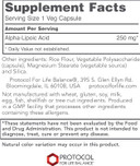 Protocol Alpha-Lipoic Acid 250Mg - Ala - Glutathione Production Supplement - 90 Veg Caps