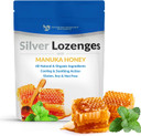 Silver Lozenges with Organic Manuka Honey and Vitamin C - All-Natural Nano Silver 45-50mcg of 60 PPM Colloidal Silver Mineral Drops to Support Immune System, Soothe, Cool Cough & Throat, 24-Lozenges