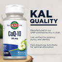 Kal Coq10 30Mg, Antioxidant Formula, Coenzyme Q10 Supplement For Heart Health And Cellular Energy Support, Fast-Dissolving Activmelts, Vegetarian, Natural Green Apple Flavor, 90 Serv, 90 Micro Tablets