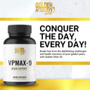 Golden After 50 Vpmax-9 - Vision Support Supplement - 60 Gelatin Capsules - Eye Health Support And Antioxidant Supplement With Eye Vitamins, Lutein, Lycopene And Bilberry Extract