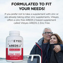 Viteyes Areds 2 Zinc Free Macular Support, Natural Allergen Free Capsules With Vitamin E, Vitamin C, Lutein & Zeaxanthin, No Zinc, No Copper, Eye Doctor Trusted, Manufactured In The Usa, 60 Ct60 Count (Pack Of 1)