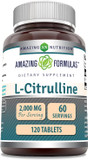 Amazing Formulas L Citrulline 2000Mg Per Serving 120 Tablets Supplement | Amino Acid Supplement For Men & Women | Non-Gmo | Gluten Free | Made In Usa