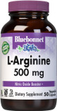 Bluebonnet Nutrition L-Arginine 500Mg, Free-Form Amino Acid, Nitric Oxide Precursor, Soy-Free, Gluten-Free, Non-Gmo, Kosher Certified, 50 Vegetable Capsules, 50 Servings