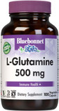 Bluebonnet Nutrition L-Glutamine 500Mg, Supports Immune Function*, Nitrogen Transporter*, Soy-Free, Gluten-Free, Non-Gmo, Kosher Certified, Vegan, 100 Vegetable Capsules, 100 Servings