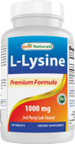 Best Naturals L-Lysine 1000Mg 180 Tablets - Double Strength Lysine For Stronger Immune Health & Cold Sores