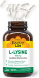 Country Life L-Lysine 500Mg With B-6, Supports Immune Health, Promotes Collagen Renewal In Lips And Mouth, 250 Vegan Capsules, Certified Gluten Free, Certified Vegan