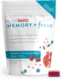 Humann Superbeets Memory & Focus Brain Supplement Chews  Mental Alertness  Clinically Studied Nootropics, Resveratrol Plus Beet Root Powder, Blueberry Pomegranate Flavor, 30 Count
