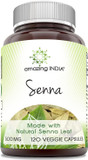 Amazing India Senna (Made With Organic Senna) 500 Mg 120 Veggie Capsules (Non-Gmo,Gluten Free) - Raw, Vegan-Plant-Based Nutritionã¢ÂPromotes Regularity,Digestive Health,Detoxification