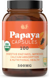 Complete Natural Products Organic Papaya Enzymes & Papain Enzyme Capsules - 500Mg 100 Pills, Organic Papaya Powder Digestive Super Fruit Capsules