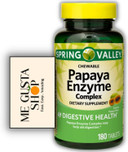 Spring Valley Papaya Enzyme Complex Digestive Support Chewable Tablets Dietary Supplement, Vegetarian 180 Count Includes Me Gustas Sticker