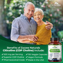 Zazzee Extra Strength Citicoline, 500 Mg Per Serving, 150 Vegan Capsules, 75 Day Supply, Superior Cdp Choline Form, 100% Vegetarian, All-Natural, Pharmaceutical Grade And Non-Gmo