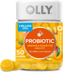 OLLY Probiotic Gummy, Immune and Digestive Support, 1 Billion CFUs, Chewable Probiotic Supplement, Mango, 25 Day Supply - 50 Count