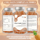 Hydrolysed Collagen Complex - 90 Natural Pineapple Flavour Chewable Gummies - One Per Day With Biotin, Vitamin C And Selenium - 3 Months Supply  Healthy Skin And Hair For Men And Women