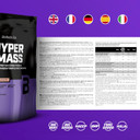 Biotechusa Hyper Mass Drink Powder With Carbohydrate, Protein And Creatine, Source Of Fibre, Without Added Sugar, 1 Kg, Strawberry