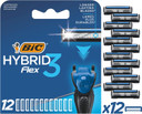 Bic Hybrid 3 Flex Men'S Razor Refills With 3 Nano-Tech Titanium Moveable Blades - Box Of 4 Cartridges, Blue
