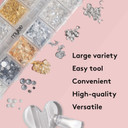Mylee Crown Jewels Nail Art Kit, 12-Piece Set With Silver & Gold Decorations, Metal Rhinestones Studs, For Gel, Acrylic, & Natural Nails, Curving Tool, For Professional And Beginner Manicures