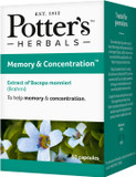 Potter'S Herbals Memory & Concentration | Contains Bacopa Monieri | 60 Easy-To-Swallow Capsules